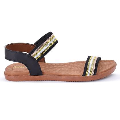 Imagem de Sandalia elastico feminina com traseira sandalha elástico bico redonda sola reta macia casual