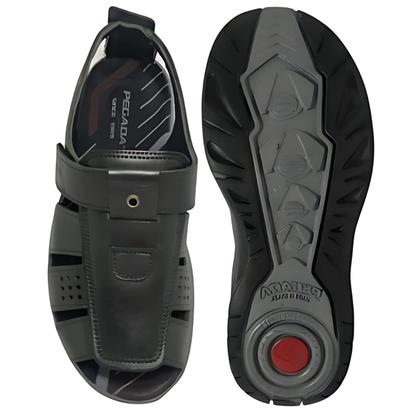 Imagem de Sandália Fechada Masculina Pegada Couro Tira Autocolante Conforto Original 132256