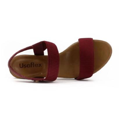 Imagem de Sandália Fem Usaflex Salto Bloco Elástico Vermelho Y8204020