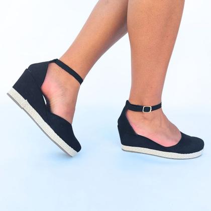 Imagem de Sandália Feminina Anabela Sapato Feminino Fechado com Fivela Salto Plataforma