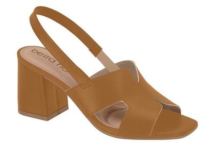 Sandália Feminina Beira Rio Salto Alto Grosso Calce Fácil Napa