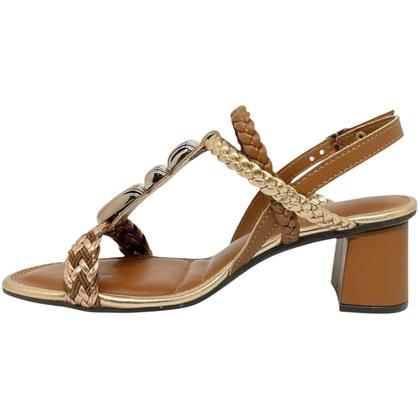 Imagem de Sandália Feminina Casual Dia a Dia Passeio Trabalho com Pedraria Salto Médio Conforto Dakota Y9301