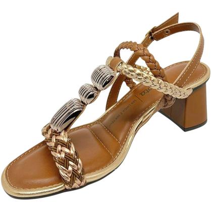 Imagem de Sandália Feminina Casual Dia a Dia Passeio Trabalho com Pedraria Salto Médio Conforto Dakota Y9301