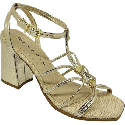 Imagem de Sandália Feminina Casual Social Dia a Dia Passeio com Detalhes Metalizados Salto Médio Grosso Ramarim 2541204