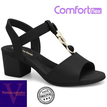 Imagem de Sandália feminina comfortflex elástico salto bloco tamanco