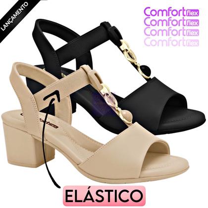 Imagem de Sandália feminina comfortflex elástico salto bloco tamanco