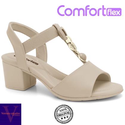 Imagem de Sandália feminina comfortflex elástico salto bloco tamanco