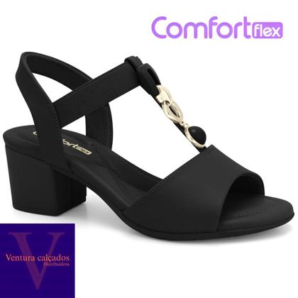 Imagem de Sandália feminina comfortflex elástico salto bloco tamanco