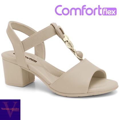 Imagem de Sandália feminina comfortflex elástico salto bloco tamanco