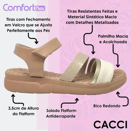 Imagem de Sandália Feminina Conforto Flatform Brilho Comfortflex