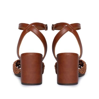 Imagem de Sandália Feminina Dakota Salto Bloco Laço Marrom/Bege