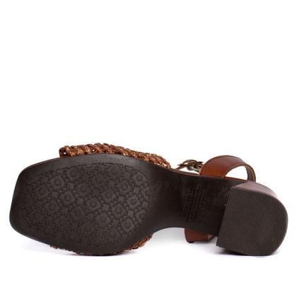 Imagem de Sandália Feminina Dakota Salto Bloco Laço Marrom/Bege