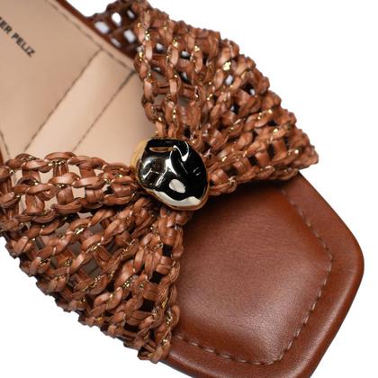 Imagem de Sandália Feminina Dakota Salto Bloco Laço Marrom/Bege