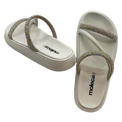 Imagem de Sandalia Feminina Flatform Brilho Strass Tira Moleca 5469.121.28277