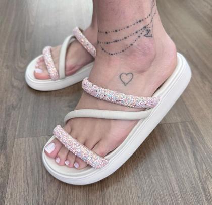 Imagem de Sandália Feminina Flatform Brilhosa Original Moleca 5469.121