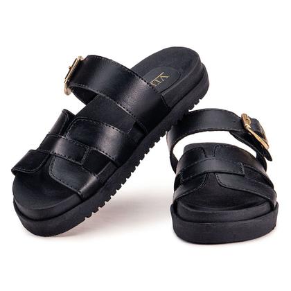 Imagem de Sandália Feminina Luxo Cléo Plataforma Chinelo Confortável Da Moda