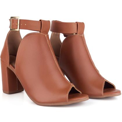 Imagem de Sandália Feminina Moda Casual Ankle Boots Fechada Salto Alto Grosso 7,5cm Tendência Antiderrapante