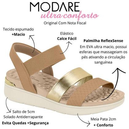 Imagem de Sandália Feminina Modare Anabela Elástica Ortopédica Esporão 7151.119.26385