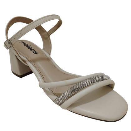 Imagem de Sandália Feminina Moleca com Strass e Salto Grosso