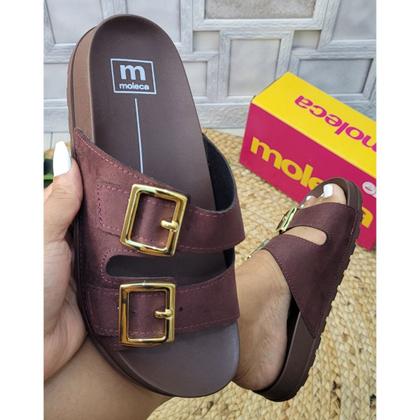 Imagem de Sandália Feminina Moleca Slide Anatômica com Tiras e Fivelas