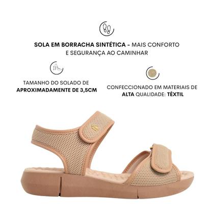 Imagem de Sandalia Feminina Ortopédica Fecho Ajustável Modare Confort - Bege/Nude - 36