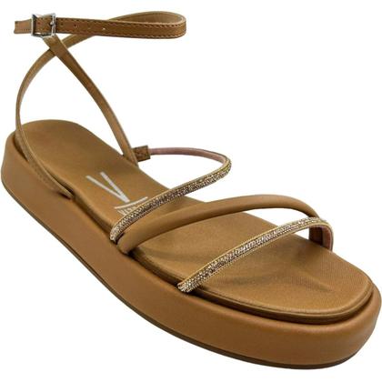 Imagem de Sandália Feminina Papete Casual Dia a Dia Passeio Tiras em Strass Conforto Vizzano 6506.107