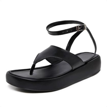 Imagem de Sandalia Feminina Papete Tiras Ajustáveis Flatform Elegante