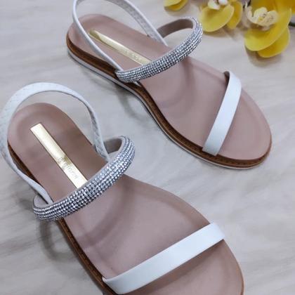 Imagem de Sandália Feminina Rasteira Flat Plana Tiras Brilhantes Moleca 5443.131.27887