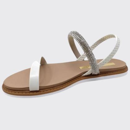 Imagem de Sandália Feminina Rasteira Flat Plana Tiras Brilhantes Moleca 5443.131.27887