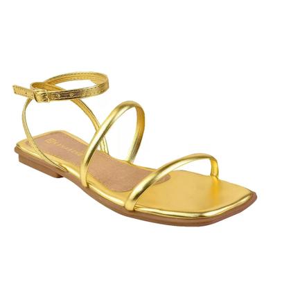 Imagem de Sandalia Feminina Rasteira Metalizada