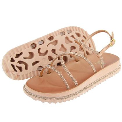 Imagem de Sandália Feminina Rasteira Papete Tiras Strass