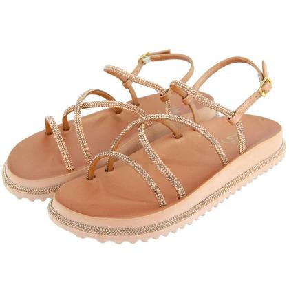 Imagem de Sandália Feminina Rasteira Papete Tiras Strass