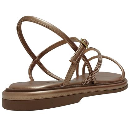 Imagem de Sandália Feminina Rasteira Quiz com Strass Ajuste em Fivela