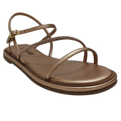 Imagem de Sandália Feminina Rasteira Quiz com Strass Ajuste em Fivela