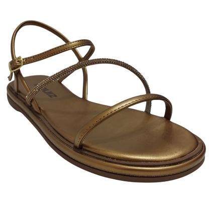 Imagem de Sandália Feminina Rasteira Quiz com Strass Ajuste em Fivela