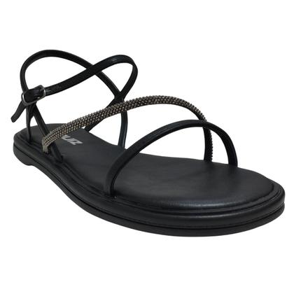 Imagem de Sandália Feminina Rasteira Quiz com Strass Ajuste em Fivela