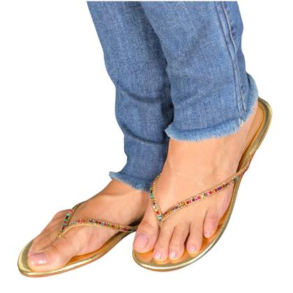 Imagem de Sandália Feminina Rasteira Strass Pedra de Dedo 702