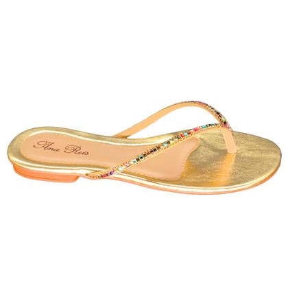 Imagem de Sandália Feminina Rasteira Strass Pedra de Dedo 702