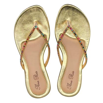 Imagem de Sandália Feminina Rasteira Strass Pedra de Dedo 702