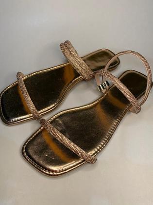 Imagem de sandália feminina rasteirinha com strass 2em 1