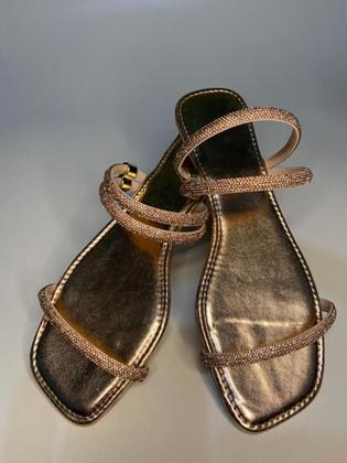 Imagem de sandália feminina rasteirinha com strass 2em 1