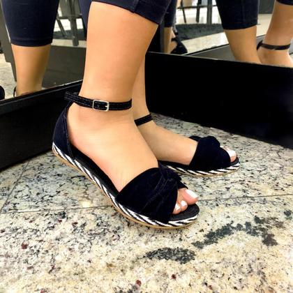 Imagem de Sandália Feminina Rasteirinha Cruzadinha Com Fivela