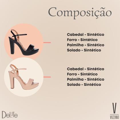 Imagem de Sandália Feminina Salto Alto Grosso Modelo Meia Pata Plataforma Vizzano Fechamento com Fivela Moda