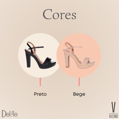 Imagem de Sandália Feminina Salto Alto Grosso Modelo Meia Pata Plataforma Vizzano Fechamento com Fivela Moda