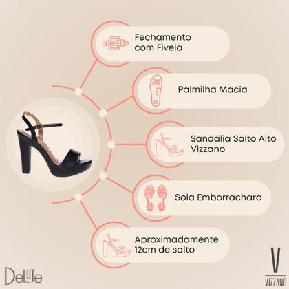 Imagem de Sandália Feminina Salto Alto Grosso Modelo Meia Pata Plataforma Vizzano Fechamento com Fivela Moda