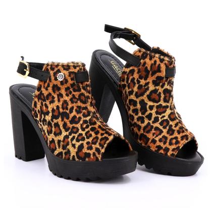 Imagem de Sandália Feminina Salto Alto Grosso Onça Moda Clássica Linda