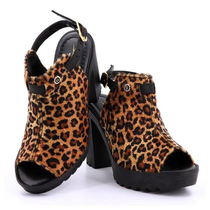 Imagem de Sandália Feminina Salto Alto Grosso Onça Moda Clássica Linda