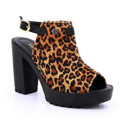 Imagem de Sandália Feminina Salto Alto Grosso Onça Moda Clássica Linda