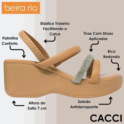 Imagem de Sandália Feminina Salto Anabela Strass Conforto Beira Rio