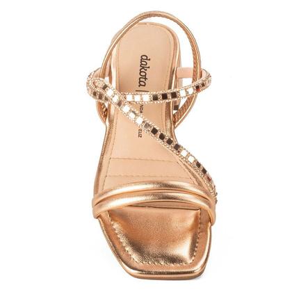 Imagem de Sandalia Feminina Salto Bloco Baixo Brilho Dakota